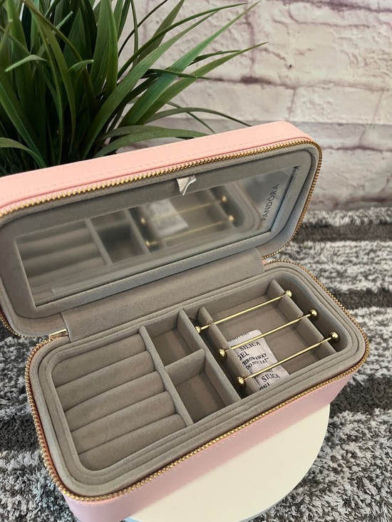 Pandora Other - Pandora Pink and Gray Jewelry Organizer Case with Gold Accents